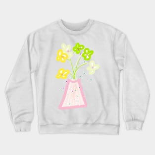 PASTEL FLOWERS IN PINK VASE Crewneck Sweatshirt